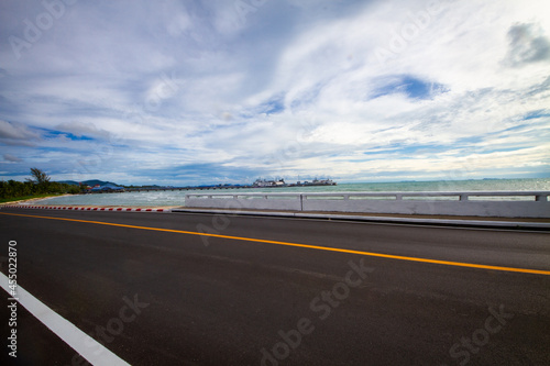 Road beside the sea in evening at Samui,THAILAND