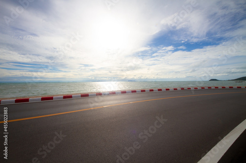 Road beside the sea in evening at Samui,THAILAND