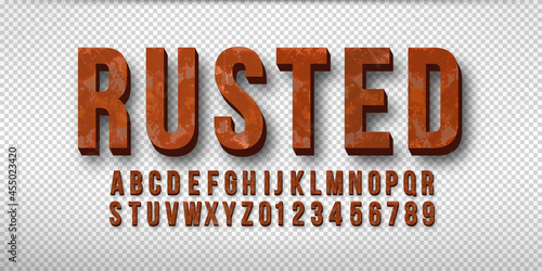 Rust 3d font vector