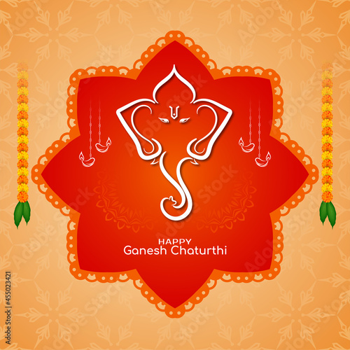 Happy Ganesh Chaturthi festival red frame background