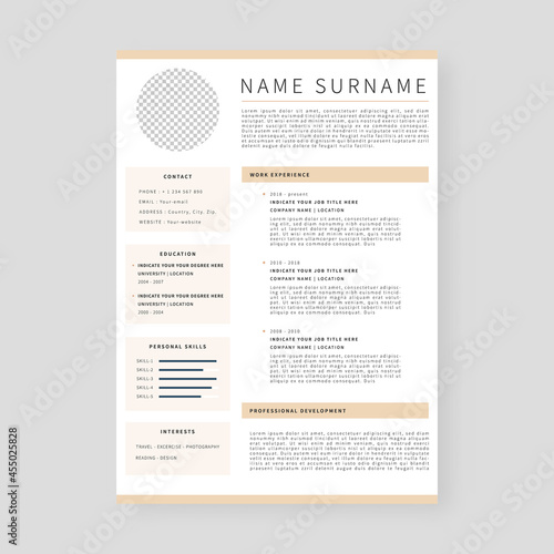 Resume template. Professional resume template design. Template design. Vector illustration.