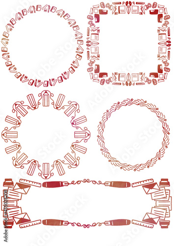 ラフで綺麗な文房具のフレームセット