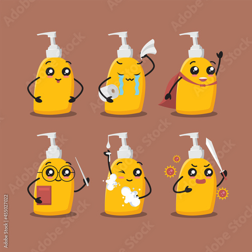 Hand sanitizer character for cleaning with cute face