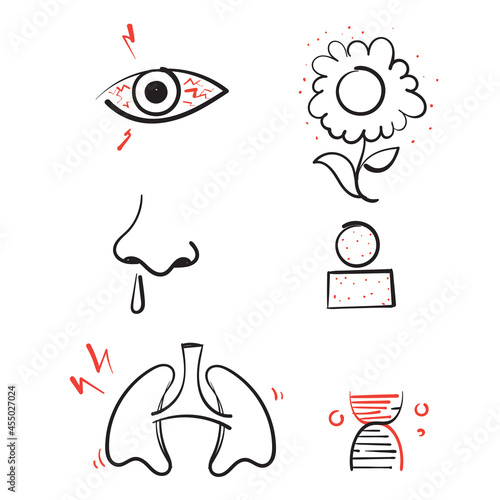 hand drawn doodle Allergy symptoms illustration vector