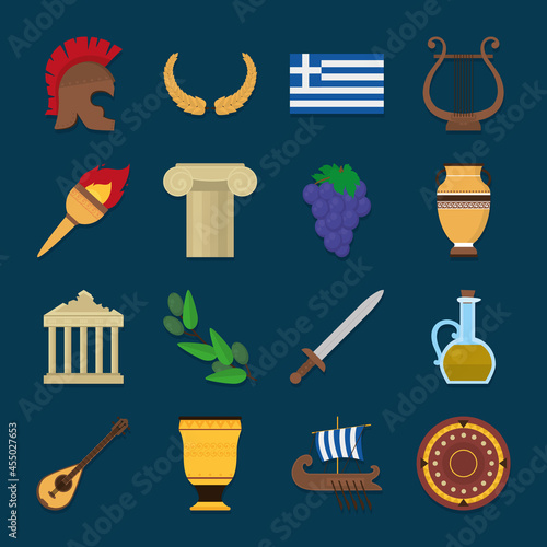 greek symbol icon collection
