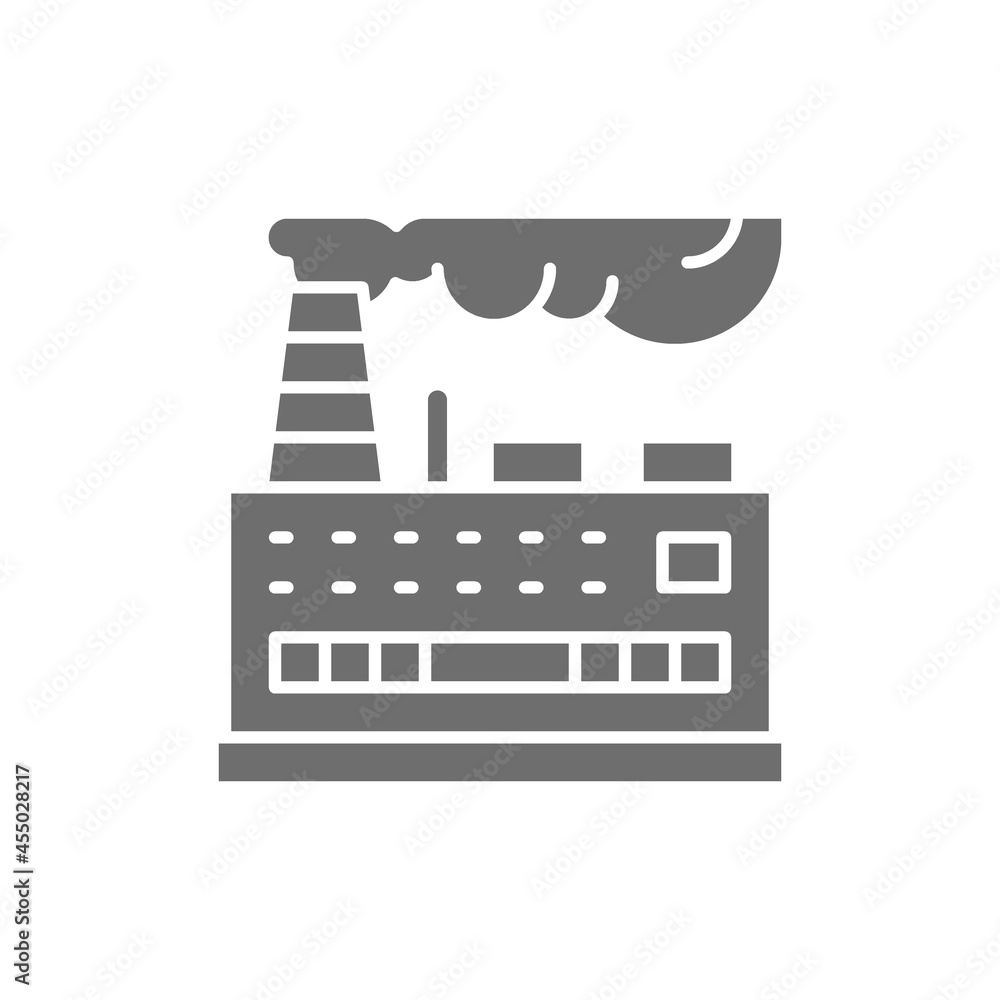 Industrial building factory, power plant grey icon. Industrial building factory, power plant grey icon.
