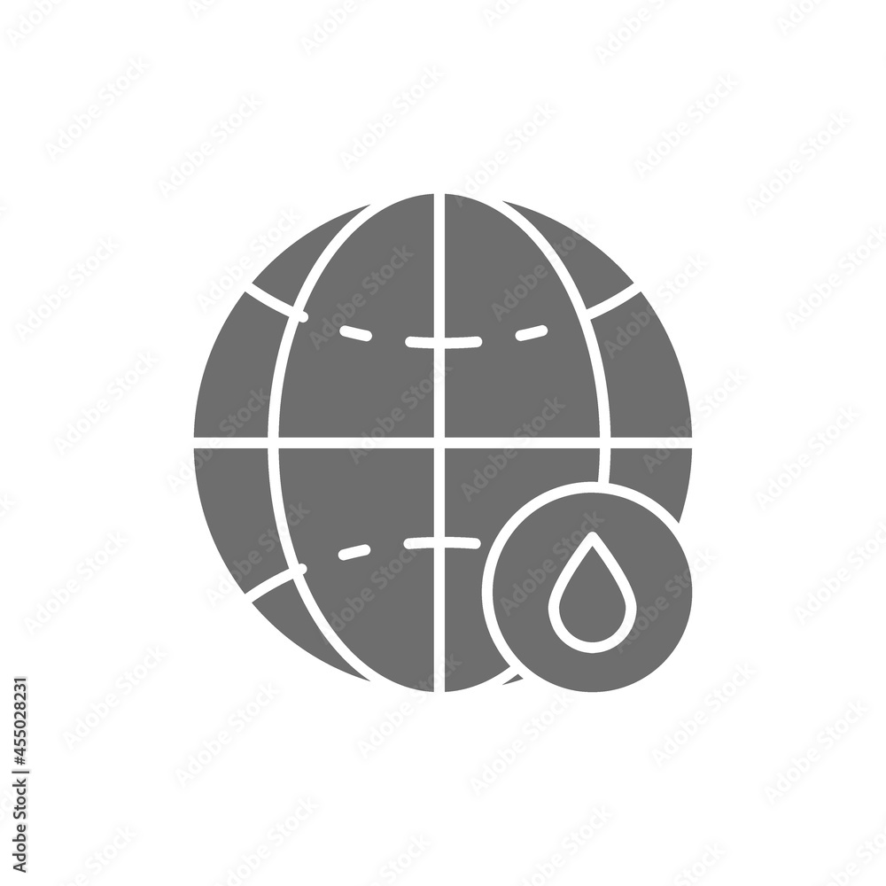 World with drop grey icon. Isolated on white background World with drop grey icon. Isolated on white background
