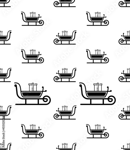 Sledge Icon Seamless Pattern, Sled, Sleigh, Sliding Vehicle For Snow Ice