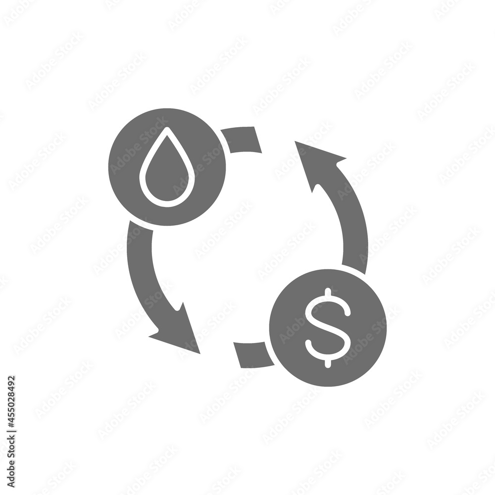 Oil exchange, water transfer, convert grey icon. Oil exchange, water transfer, convert grey icon.