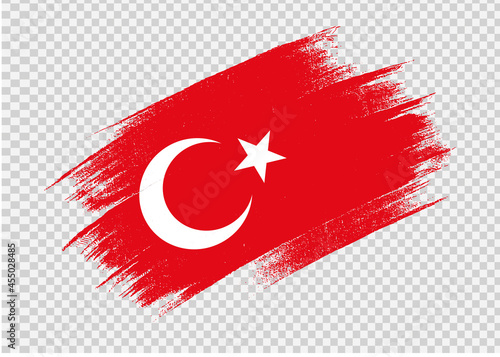 Turkey flag with brush paint textured isolated  on png or transparent background,Symbol of Turkey,template for banner,promote, design,vector,top gold medal winner sport country