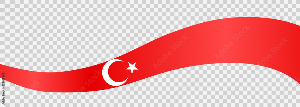 Waving flag of Turkey isolated  on png or transparent  background,Symbol of Turkey,template for banner,card,advertising ,promote, vector illustration top gold medal sport winner country - obrazy, fototapety, plakaty 