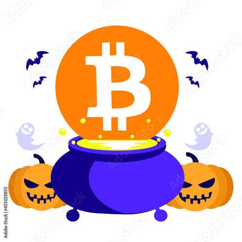 Icone do Bitcoin com tema de halloween