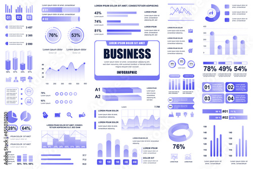 Bundle business and finance infographic UI, UX, KIT elements. Different charts, diagrams, workflow, flowchart, timeline, schemes, graphs design template. Vector info graphic and infographics set.