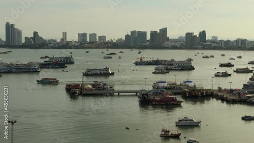 Time lapse Pattaya city - Bali Hai Pier beach view of pattaya chonburi province , Thailand photo