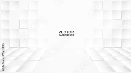 Abstract. Embossed square white background. light and shadow . Vector. © lim_pix