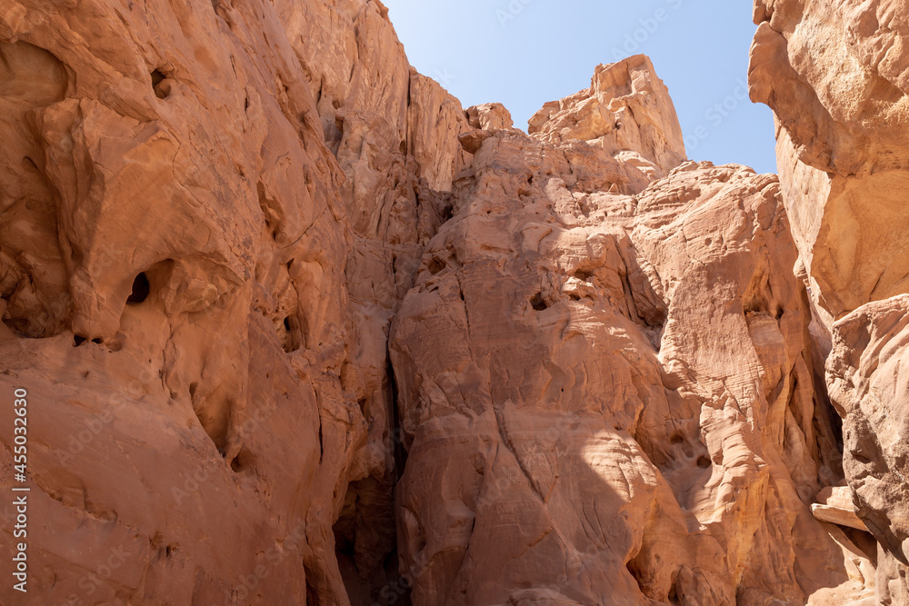 Fototapeta premium Fantastically beautiful landscape in summer in Timna National Park near Eilat, southern Israel.