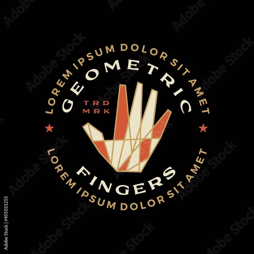 finger hand geometric t shirt badge vintage emblem tee merch logo vector icon illustration