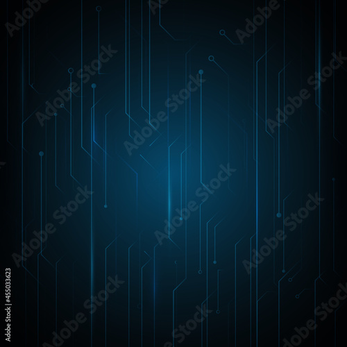 Abstract blue circuit lines board background. Futuristic technology high-tech digital concept. White background. Vector illustration