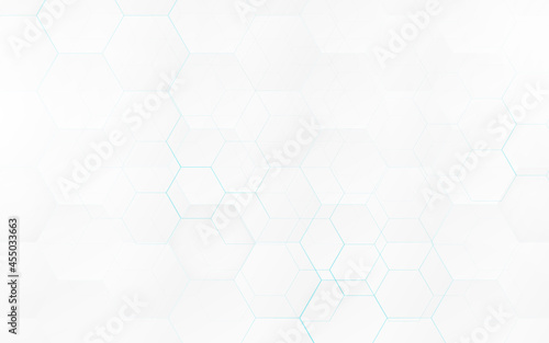 Abstract white and blue hexagon geometric design background. Futuristic technology with healthcare concept. Vector illustration