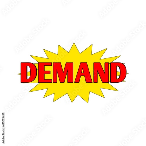 Demand sticker label sale white background