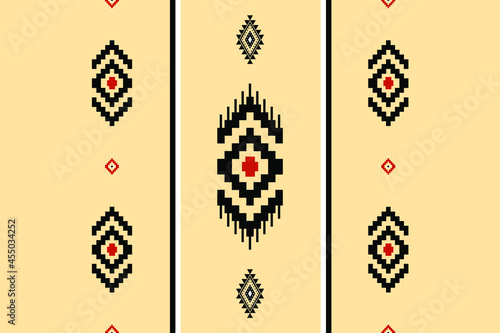Geometric ethnic oriental seamless pattern traditional Design for background,carpet,wallpaper.clothing,wrapping,Batik fabric,Vector illustration.embroidery style - Sadu, sadou, sadow or sado
