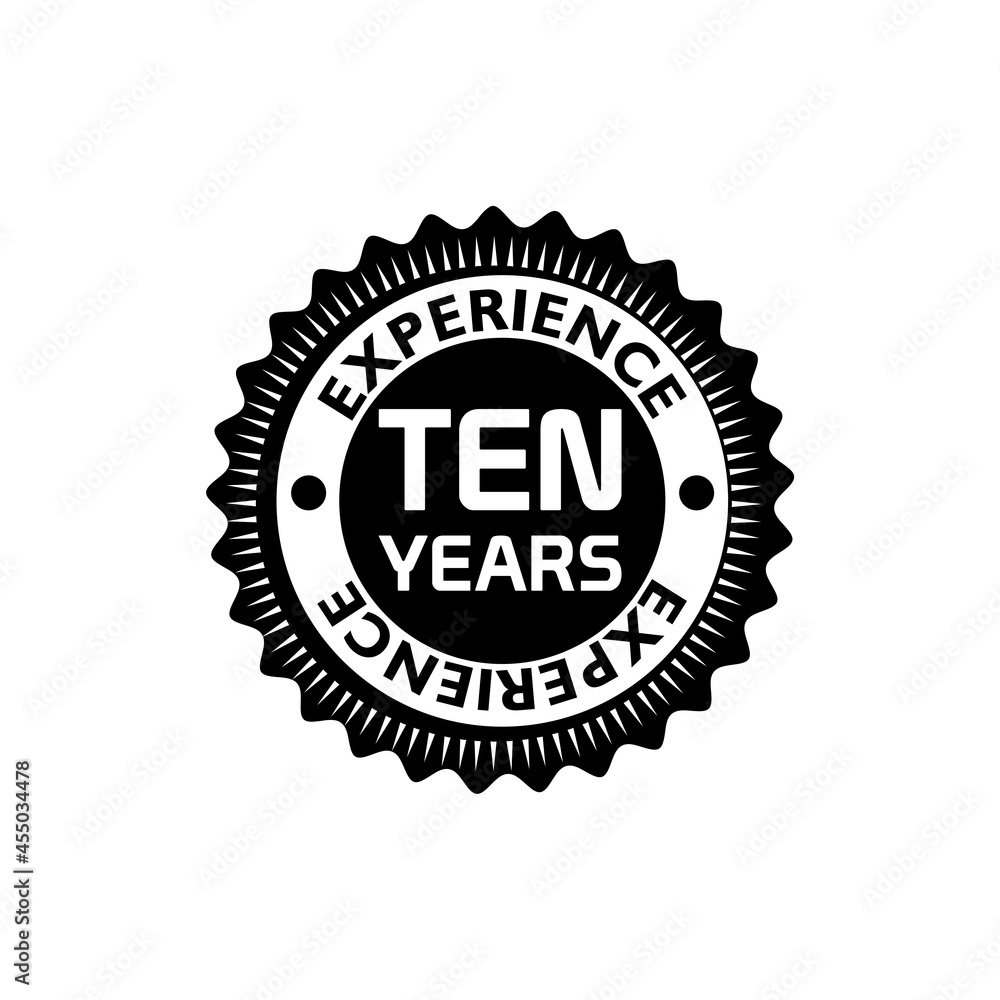 Ten years experience icon isolated on white background