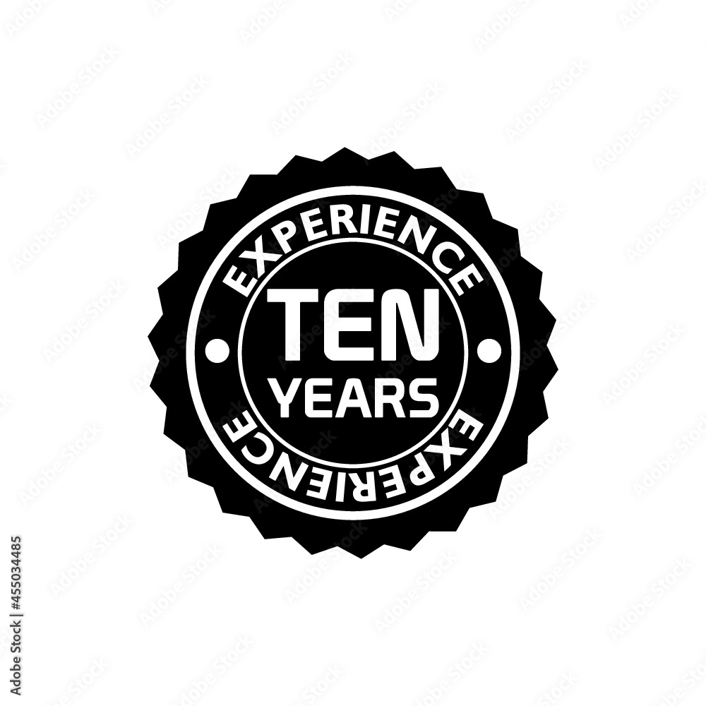 Ten years experience icon isolated on white background