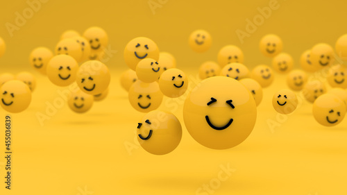 Smile emoji, background, world smile day, 3D, 3D rendering, 3D illustration