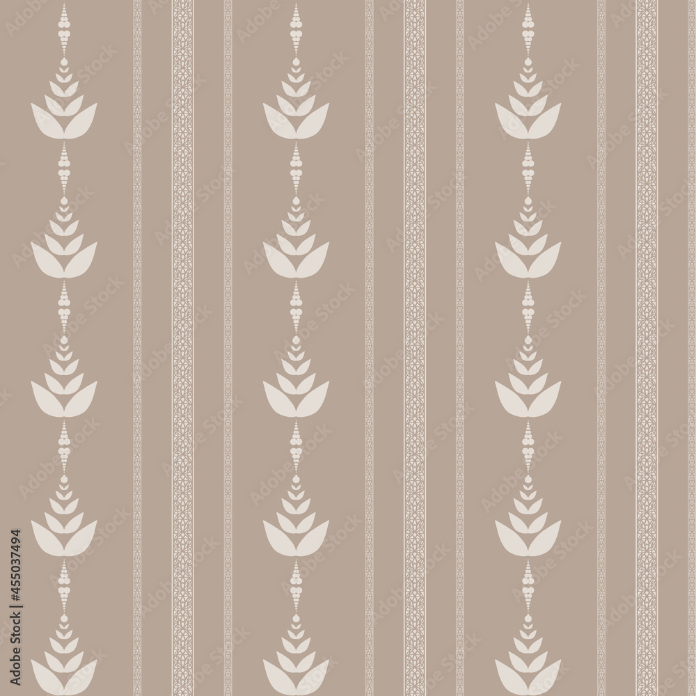 Brown vintage striped victorian style retro seamless wallpaper with ornaments