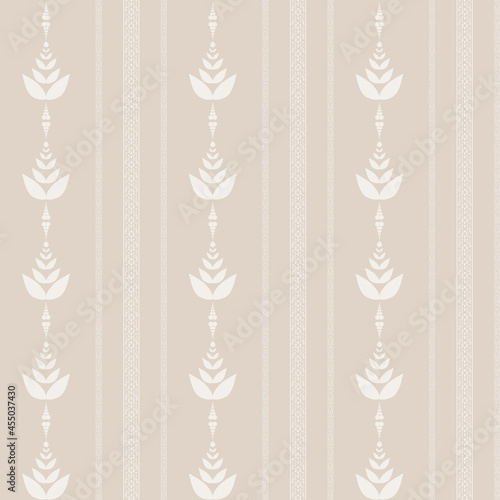 Beige vintage striped victorian style retro seamless wallpaper with ornaments