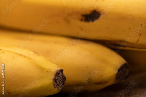 Ripe yellow bananas close-up. Selective focus. Autumn harvest.