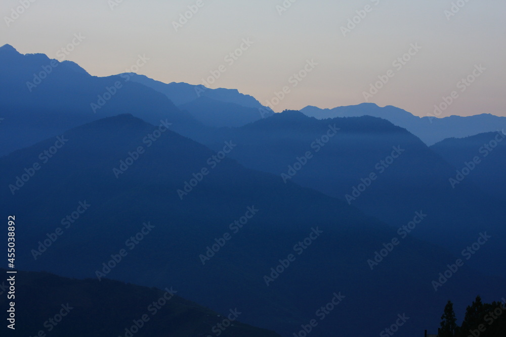 Mist in the mountain ranges in Taiwan
