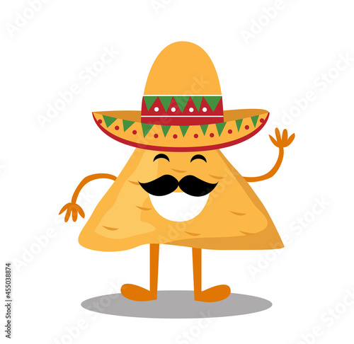 Nacho character design. Nachos on white background.