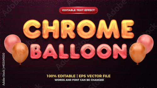 chrome balloon 3d bold editable text effect