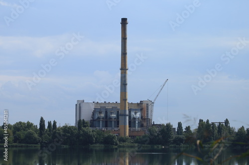 Wallpaper Mural Factory with a chimney by the lake Torontodigital.ca