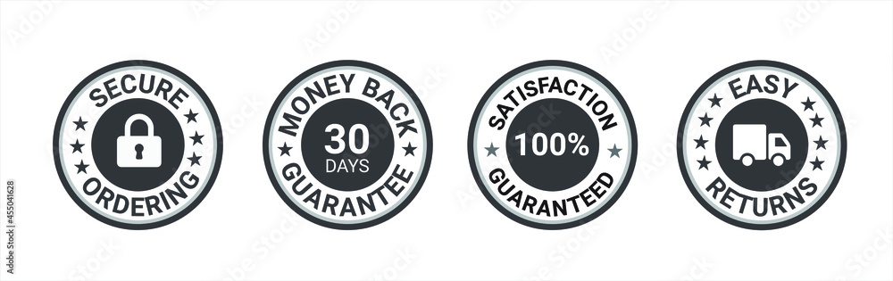 Obraz premium satisfaction guarantee, secure ordering, premium quality, customer service, Money back guarantee, Trust Badges 