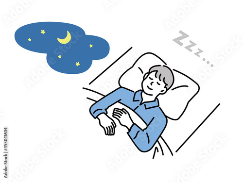 睡眠、眠り、ライフスタイル、リラックス、健康を表すイラスト
Illustrations of sleep, sleep, lifestyle, relaxation and health