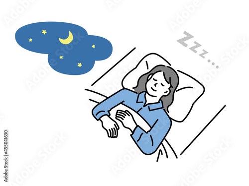 睡眠、眠り、ライフスタイル、リラックス、健康を表すイラスト
Illustrations of sleep, sleep, lifestyle, relaxation and health