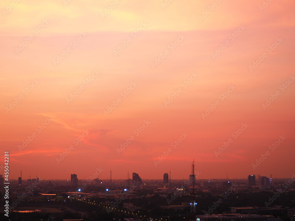 Sunset over CBD inn Bangkok.