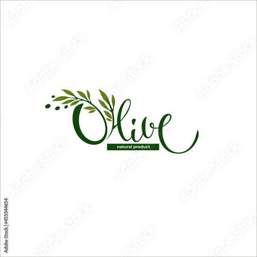 light and simple olive oil logo with  lettering composition