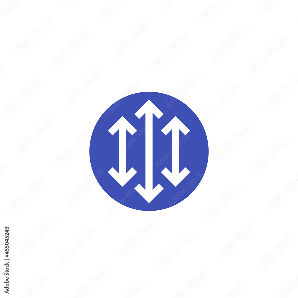 arrows pointed in two directions, vector icon on white arrows pointed in two directions, vector icon on white