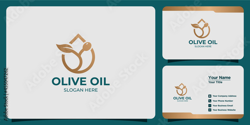minimalist olive oil set logo and business card