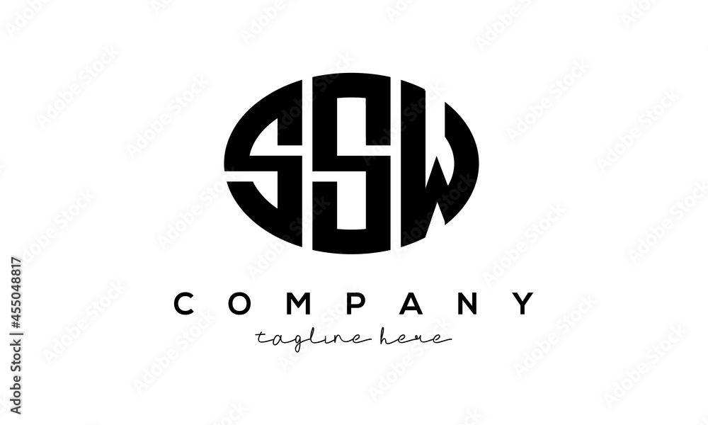 SSW three Letters creative circle logo design	