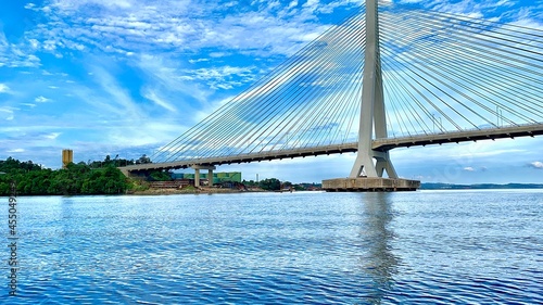 Cable stayed bridge over the river