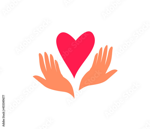 Help social charity logo. Hand care, template vector icon business