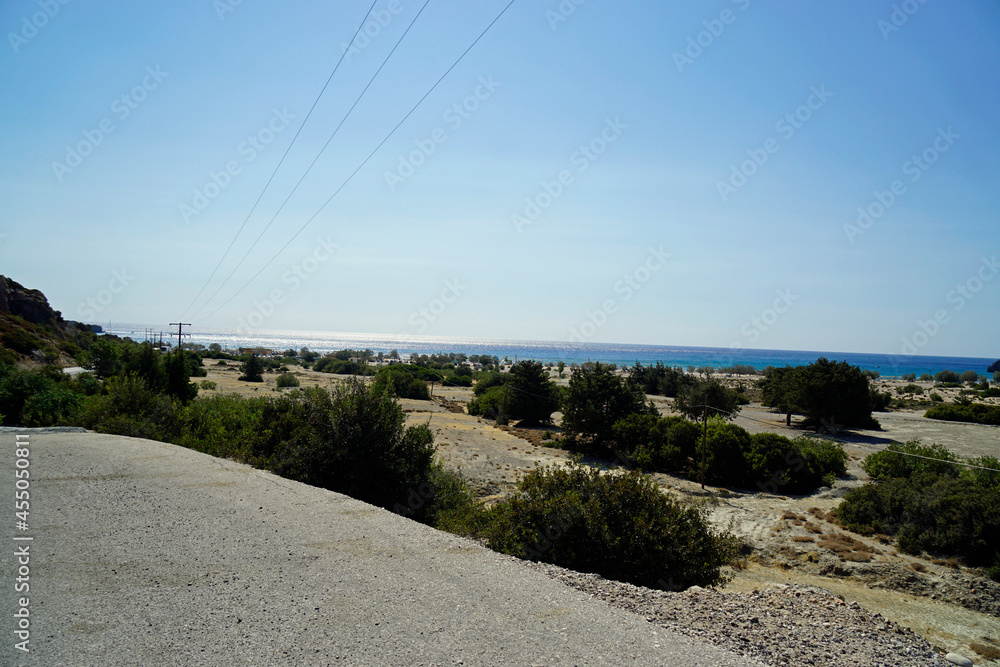 traganou beach road on rhodes