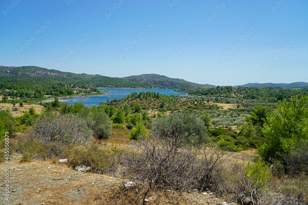 artificial lake gadoura dam on rhodes