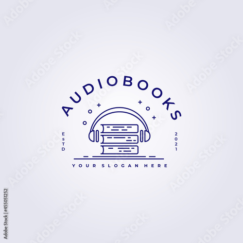 Audiobooks podcast online learning logo vector illustration design line art creative flat logo