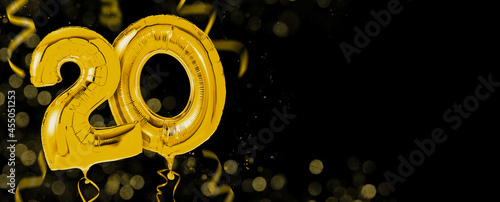 Golden balloons with copy space - Number 20