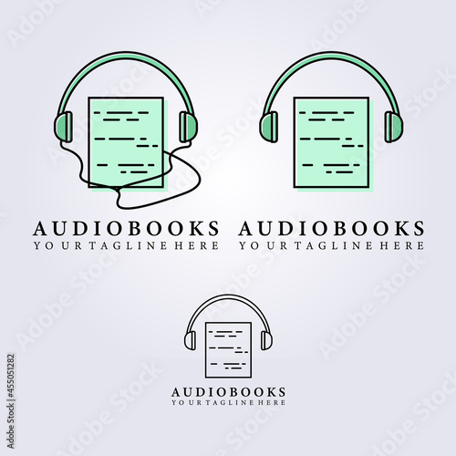 audiobook sheet podcast simple logo vector illustration creative flat design line art